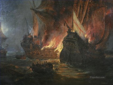 Combate de La Cordeliere devant Saint Mathieu Pierre Juilien Gilbert Batalla naval Pinturas al óleo